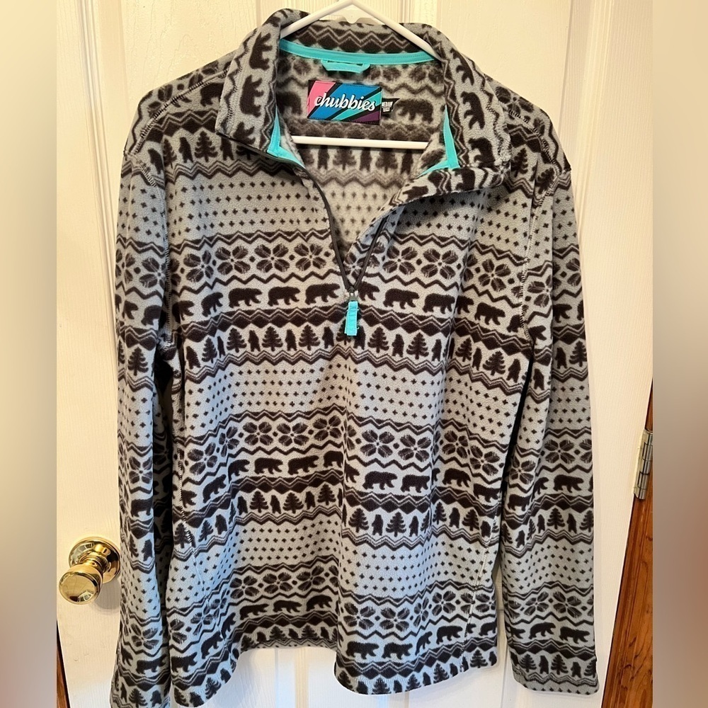 Chubbies Nordic The Bear Hug 1/4 Zip Pullover Fleece Jacket Men's Size Medium